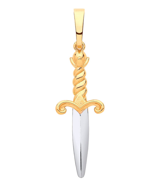 Y White Gold Dagger Sword Pendant