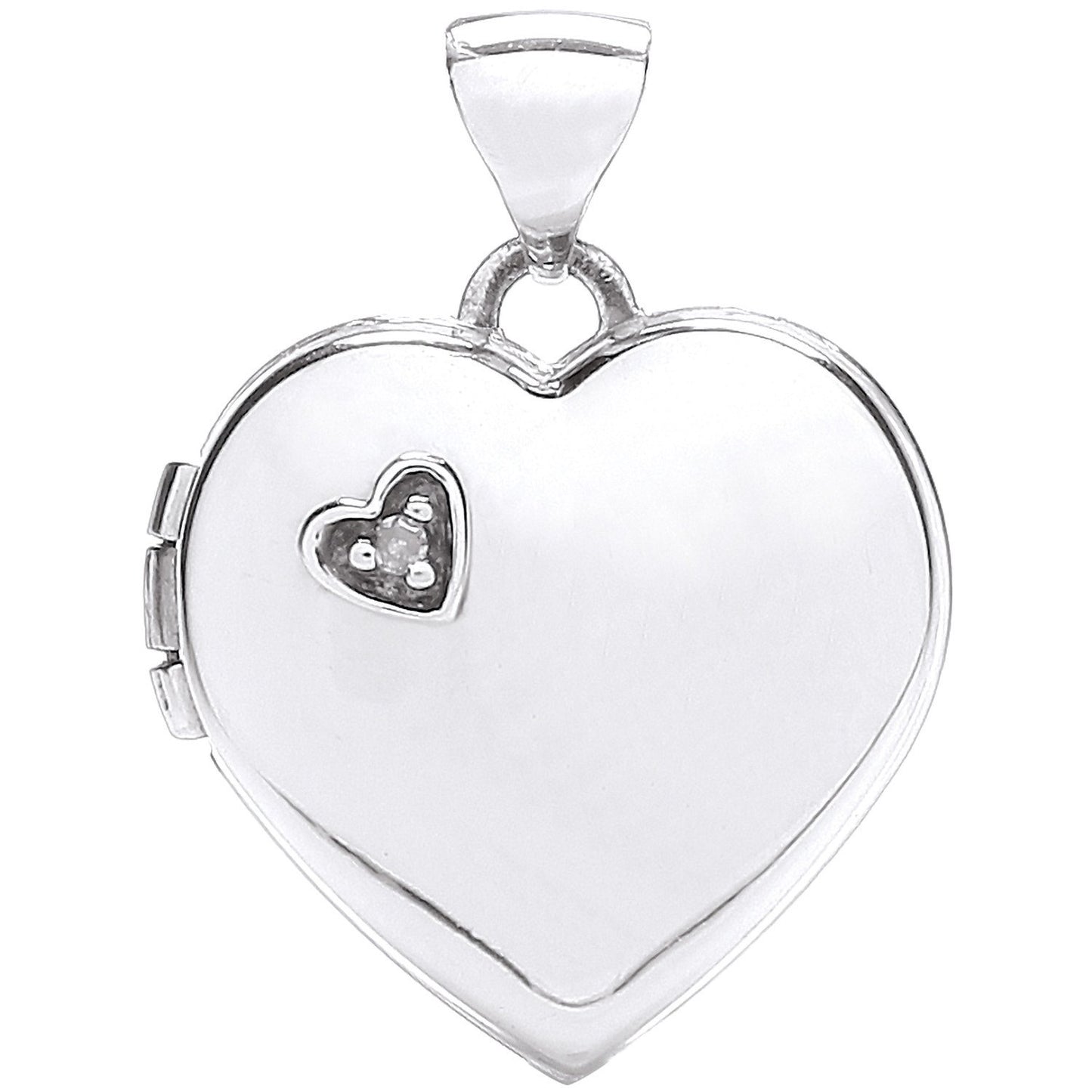 White Gold Heart Shape Locket with Diamond (HNN-511731)