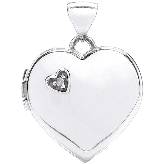 White Gold Heart Shape Locket with Diamond (HNN-511731)
