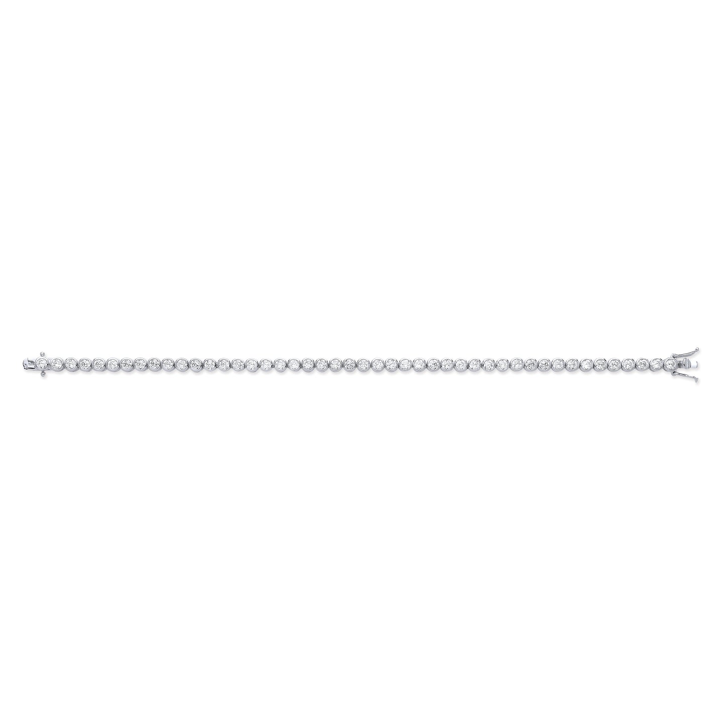 Silver 4.7mm Rubover 3.7mm Cubic Zirconia Tennis Bracelet