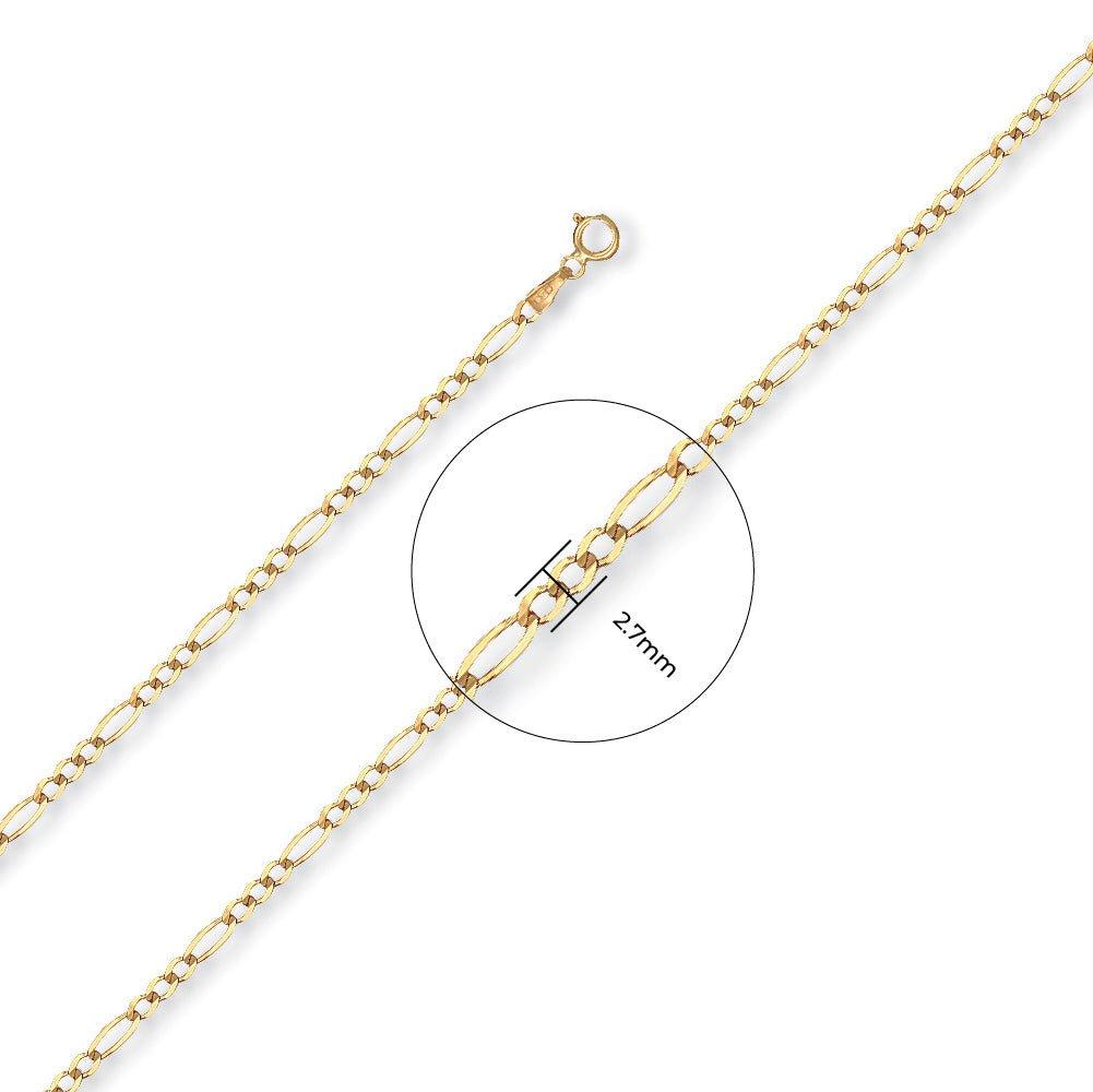 Yellow Gold 2.7mm Economy Figaro Chain