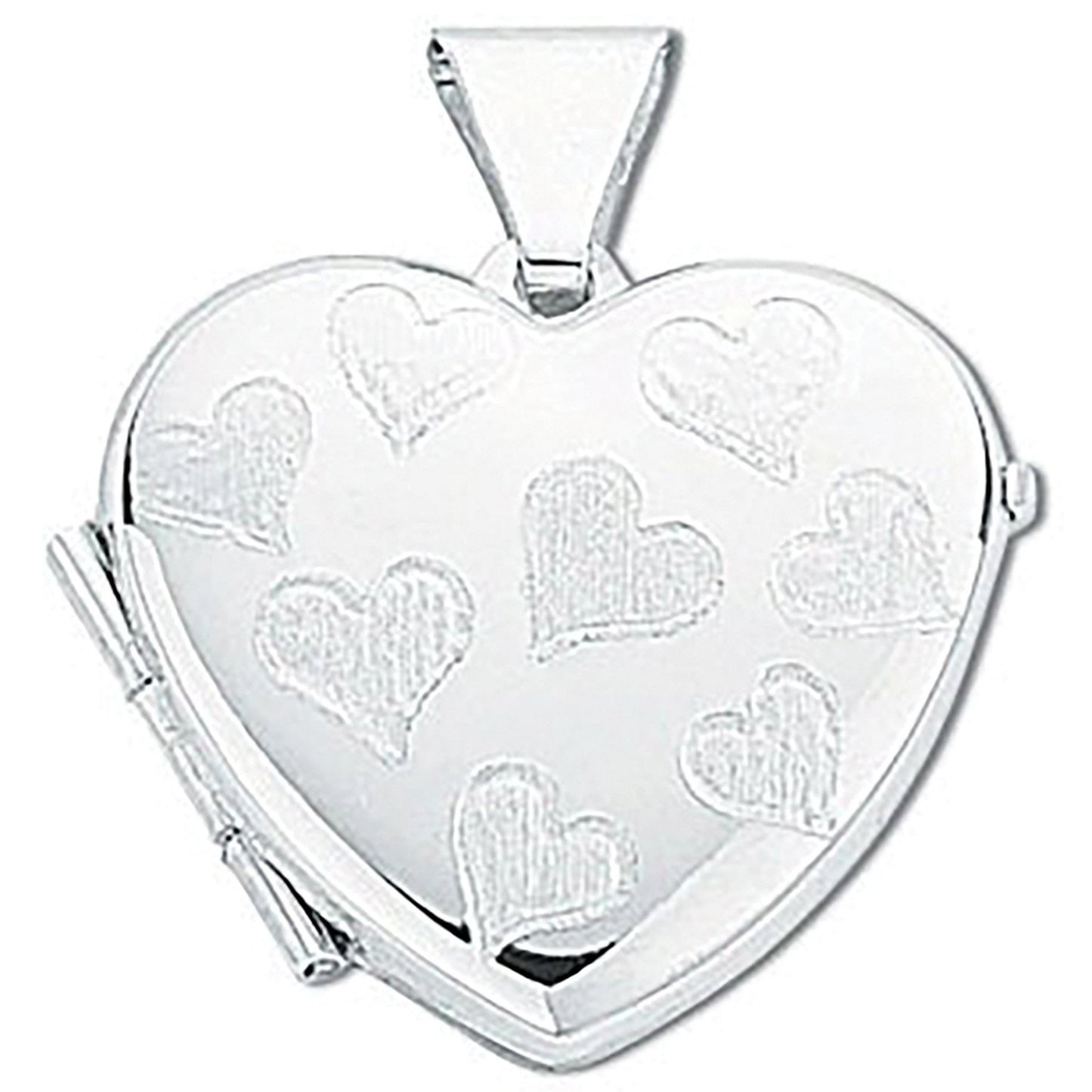 Silver Small Engraved Heart Shaped Locket (HNN-2507E6)