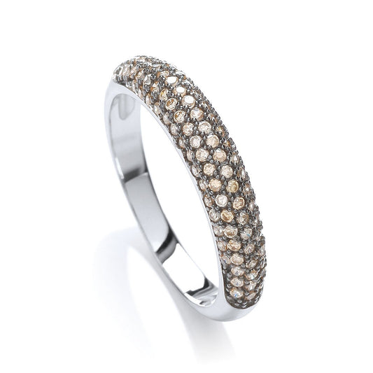 Micro Pave Dome Ring Champagne Cubic Zirconia