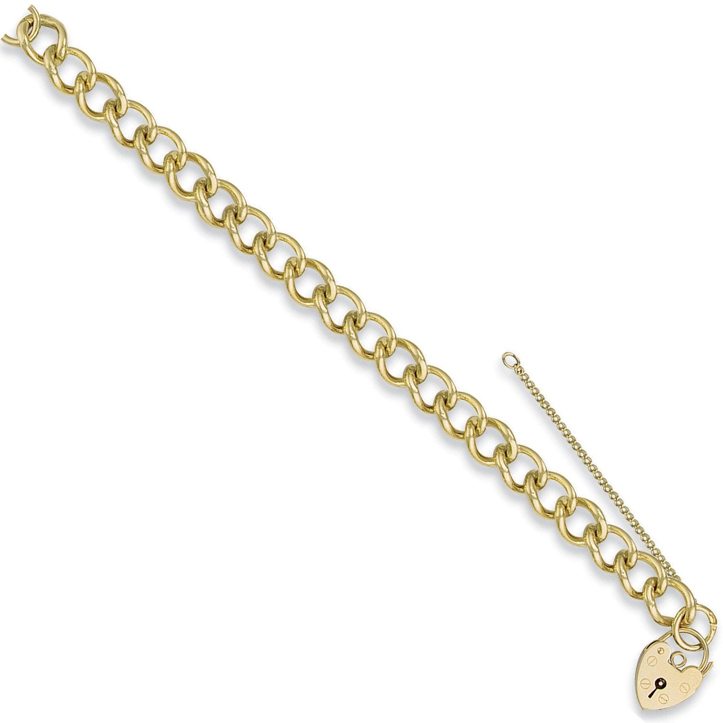 Yellow Gold Open Curb & Padlock Charm Bracelet - 28.0g