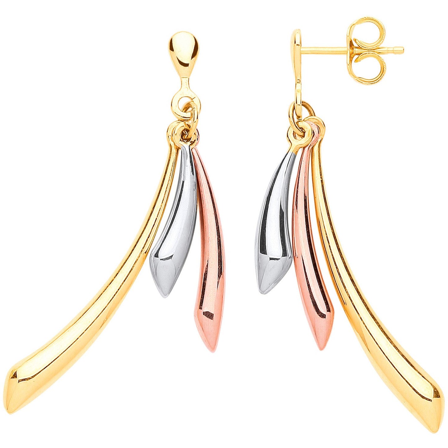 Yellow, White & Rose Gold Horn Hollow Drop Earrings