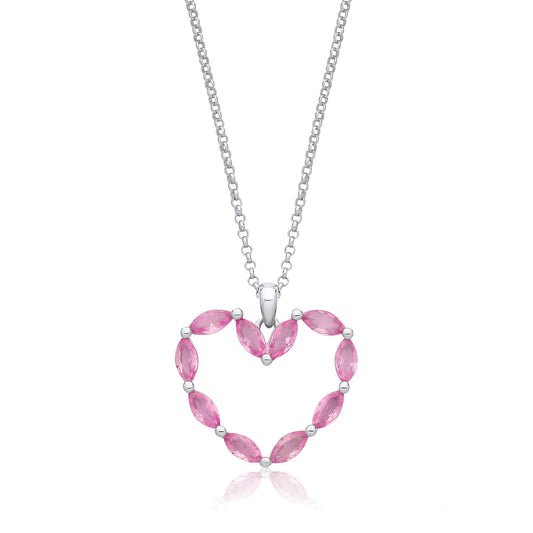 Pink Heart Silver Drop Necklace