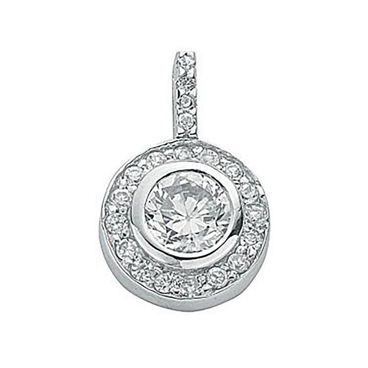 Silver Cubic Zirconia Cluster Drop Pendant