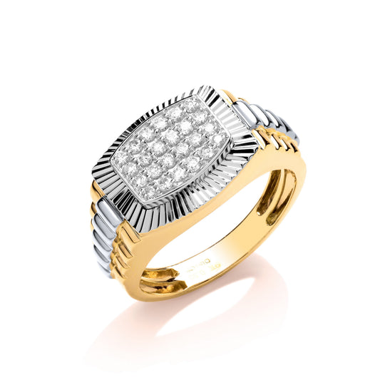 9ct Yellow White Gold 0.50ct Diamond Fancy Link Ring