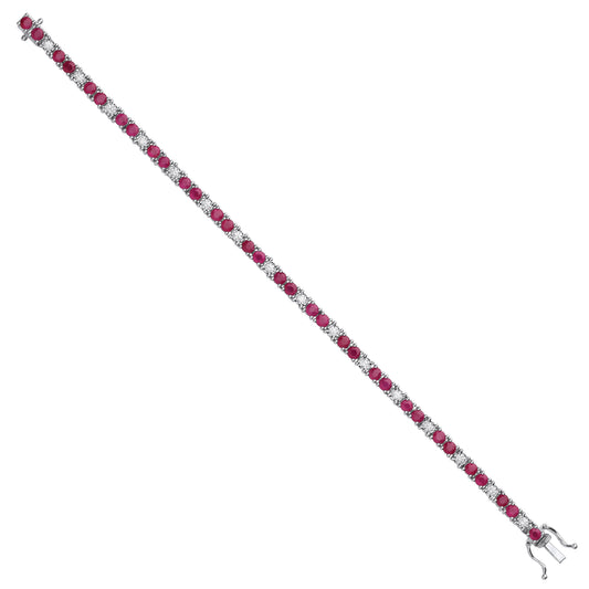 18ct White Gold 0.80ct Diamond & 5.00ct Ruby Bracelet