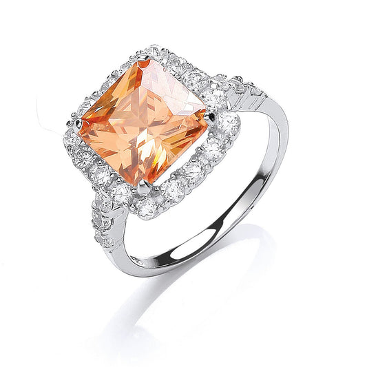 Silver Champagne Centre Cubic Zirconia Ring