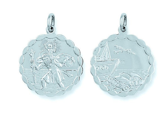 Silver Double Sided Fancy St. Christopher Pendant - 5.1g