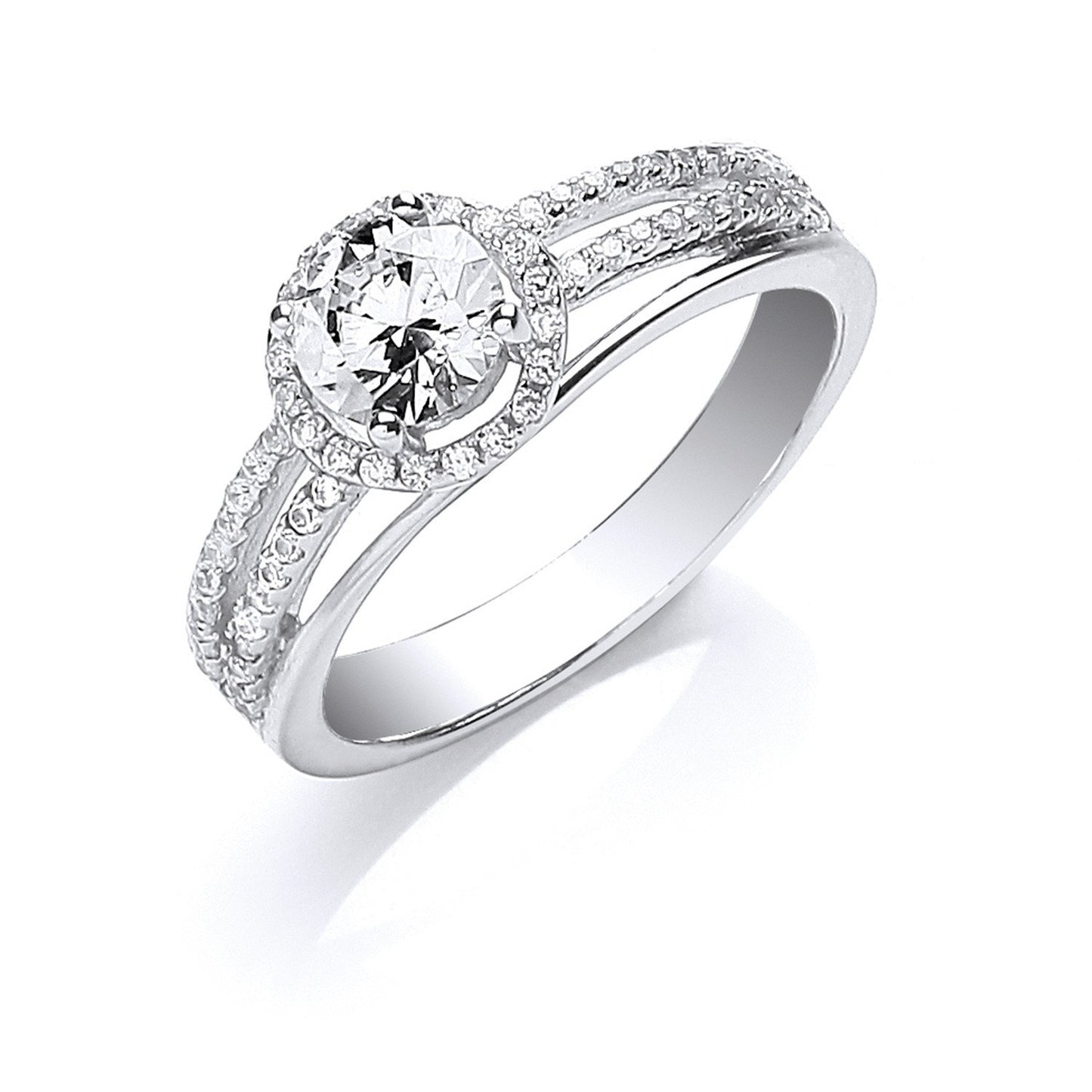 Silver S/S with Cubic Zirconia on Shoulders Ring (HNN-4AA4E6)