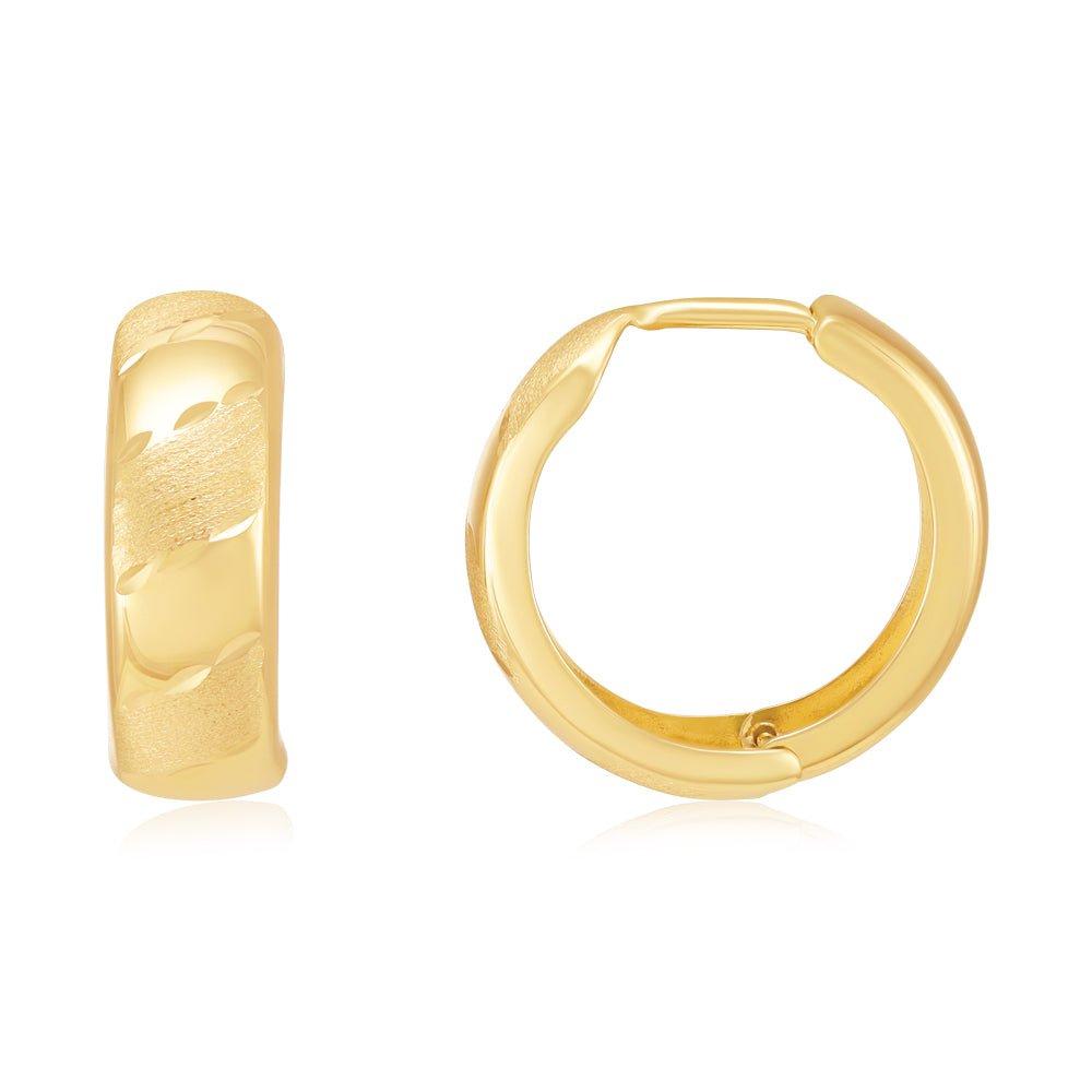 Yellow Gold 16mm Diamond Cut Huggies