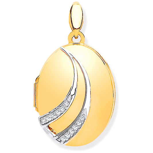 Yellow Gold & Diamonds Oval Locket (HNN-297416)