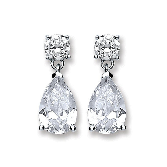 Silver Cubic Zirconias Teardrop Earrings