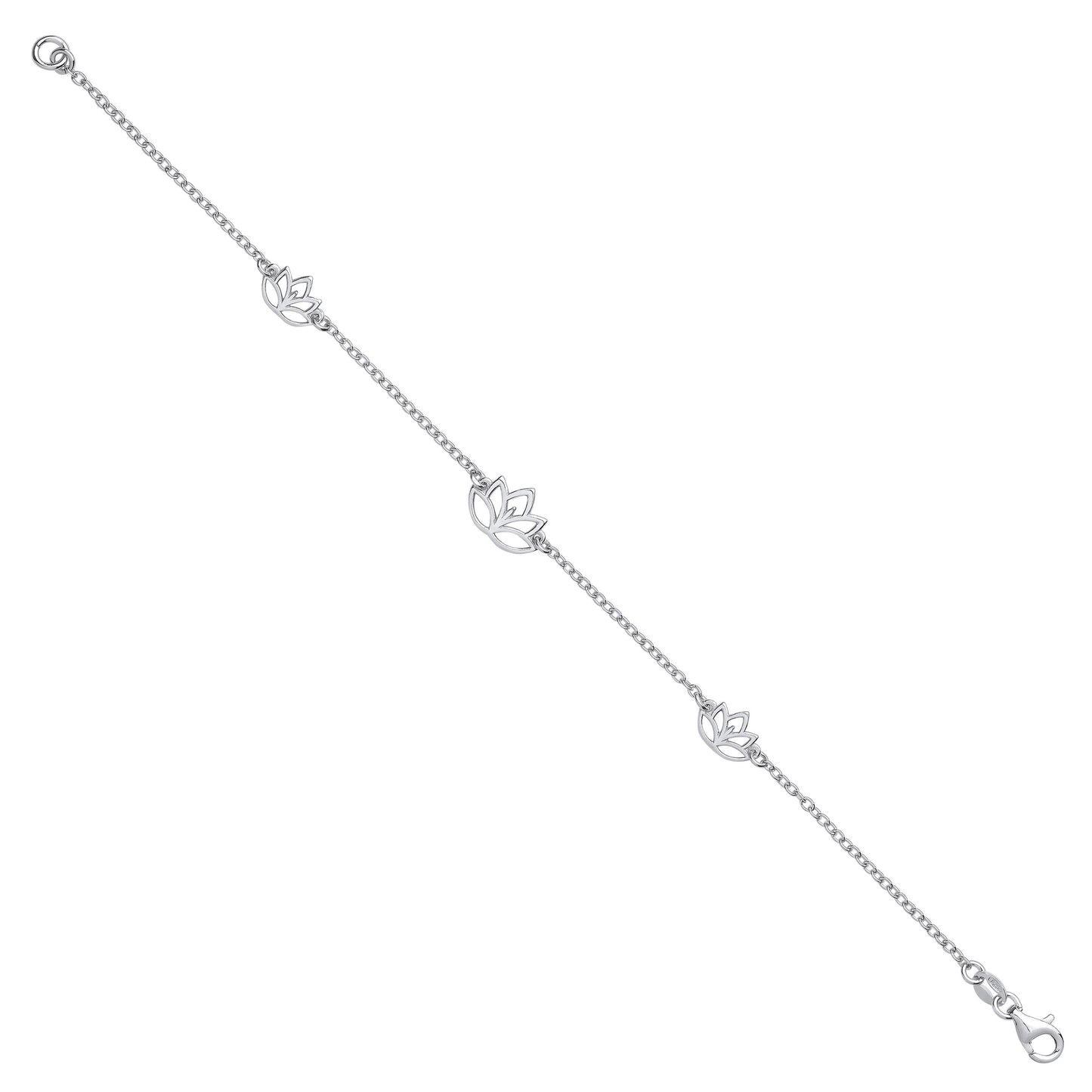 Silver Lotus Flowers Ladies Bracelet