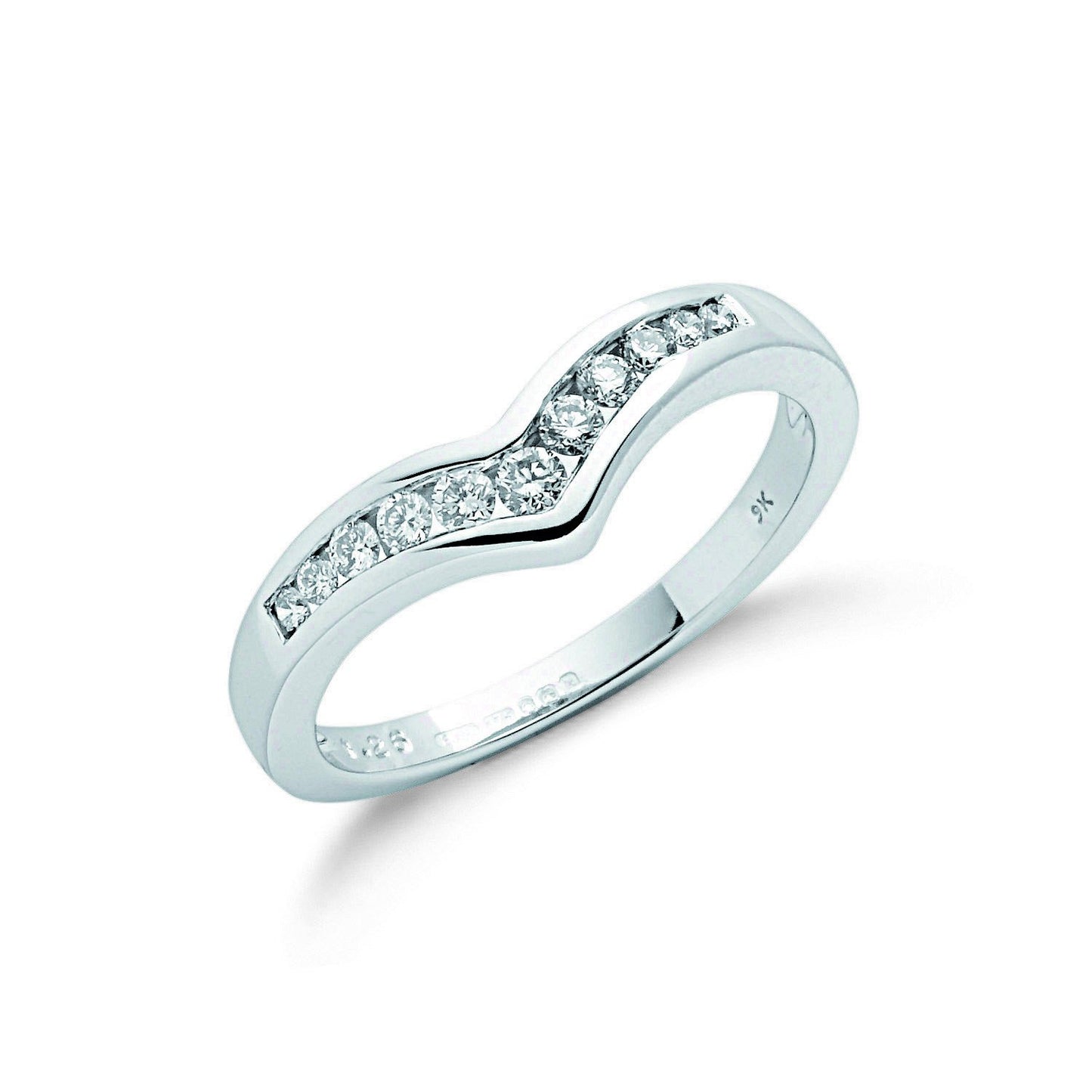 9ct White Gold 0.25ct Diamond Wishbone Ring