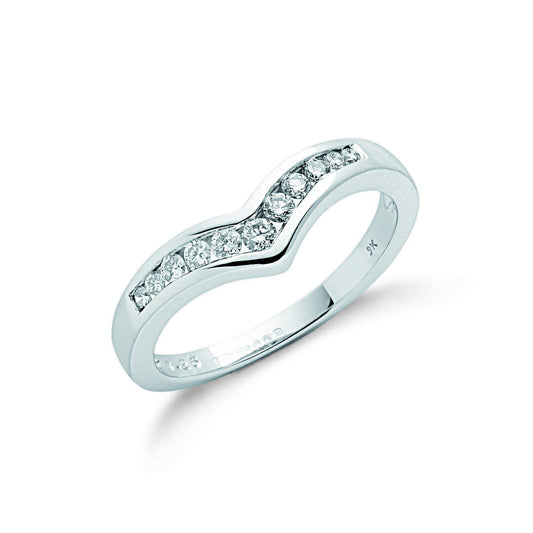 9ct White Gold 0.25ct Diamond Wishbone Ring