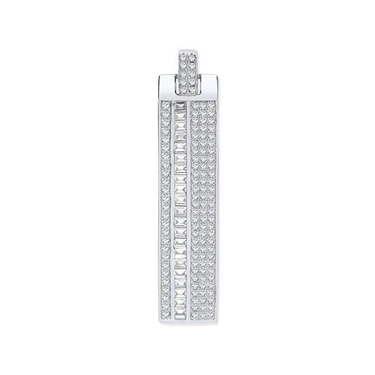 Silver Cubic Zirconia Tag Pendant