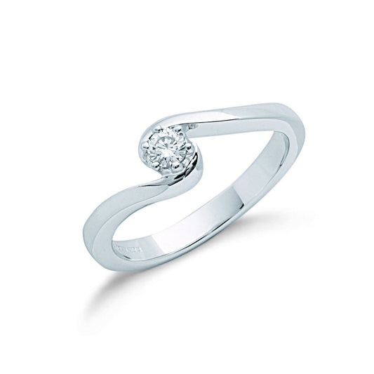 9ct White Gold 0.15ct Diamond Engagement Ring (HNN-F6818C)