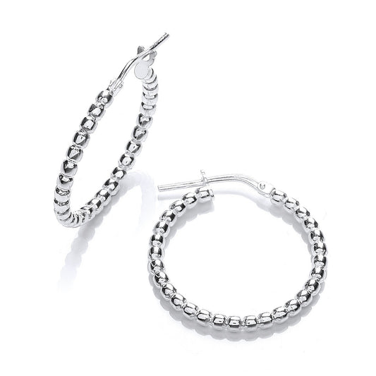 Silver Bead 25mm Hoop Earrings