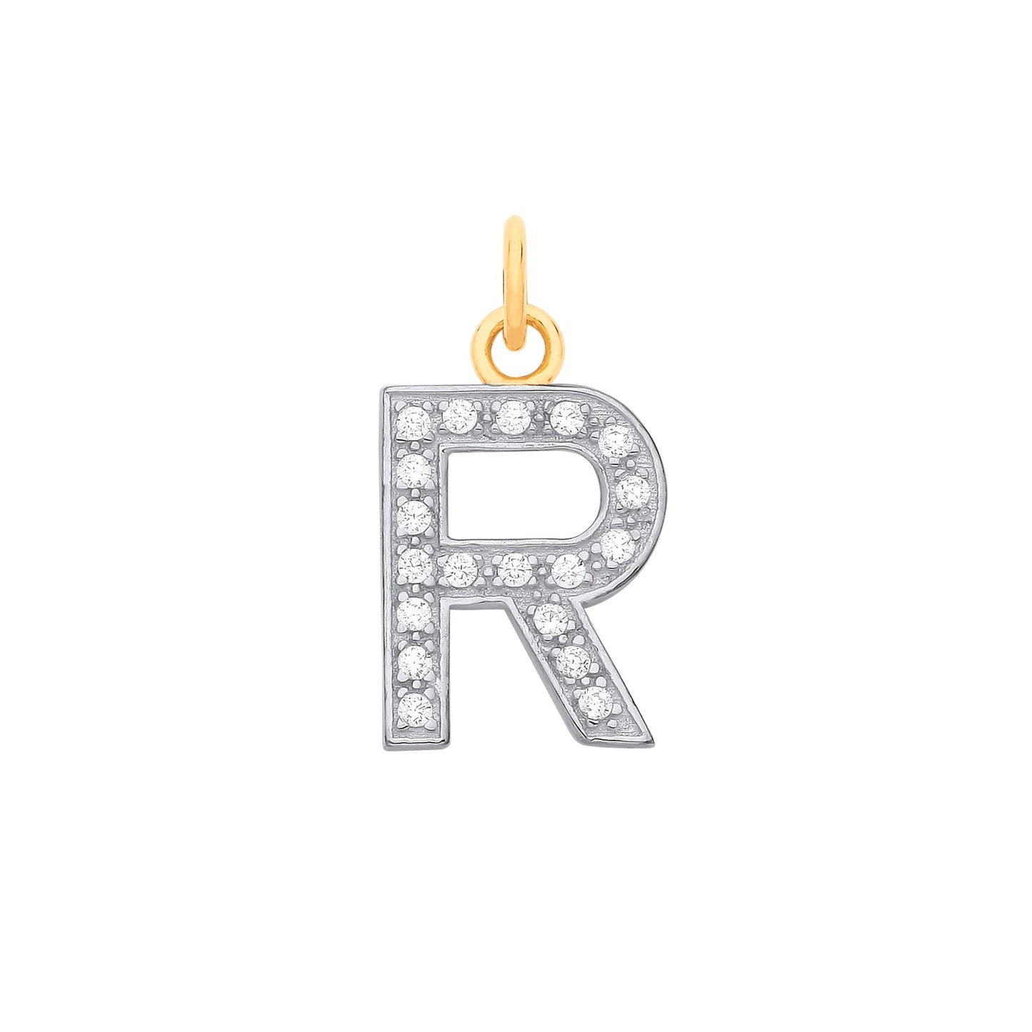 Yellow Gold Medium Cubic Zirconia Initial Pendants