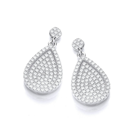Micro Pave Pear Shape Cubic Zirconia Drop Earrings