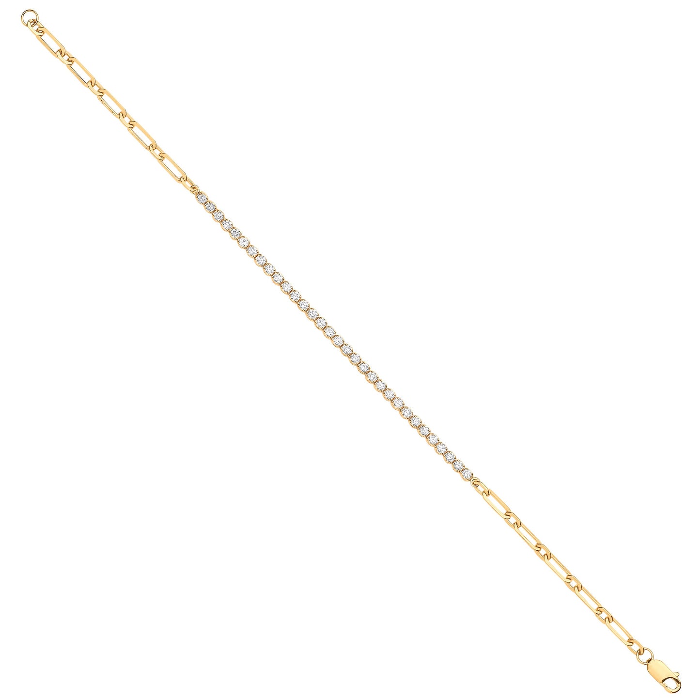 18ct Yellow Gold Half & Half Diamond Tennis Bracelet 0.80ctw