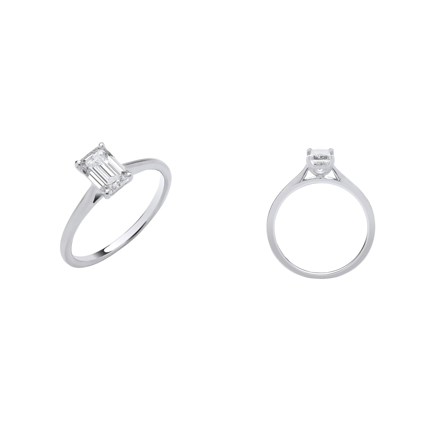 18ct White Gold 1.00ctw Emerald Cut Lab Grown Diamond Ring IGI Certified