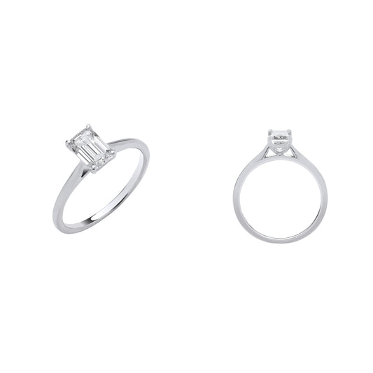 18ct White Gold 1.00ctw Emerald Cut Lab Grown Diamond Ring IGI Certified