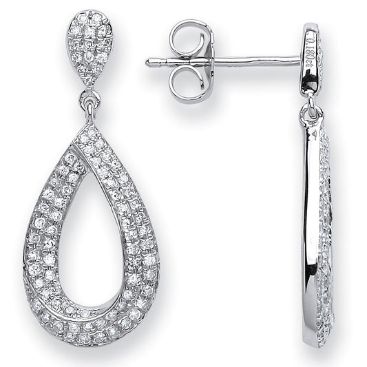 9ct White Gold 0.34cts Dia Pear Shape Earrings
