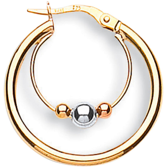 Yellow, White & Rose Gold 25mm Fancy Hoop Earrings