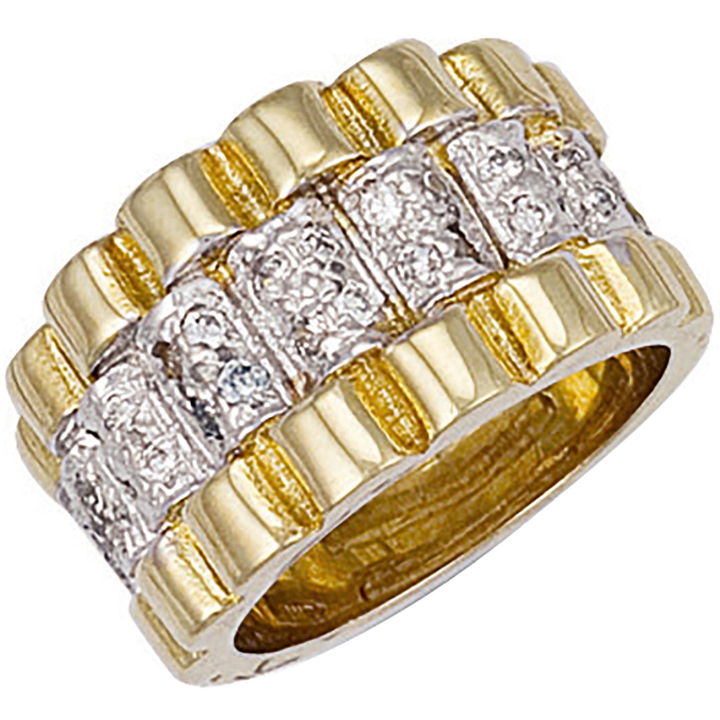 Yellow Gold Gents Cubic Zirconia Ring (HNN-2D9308)