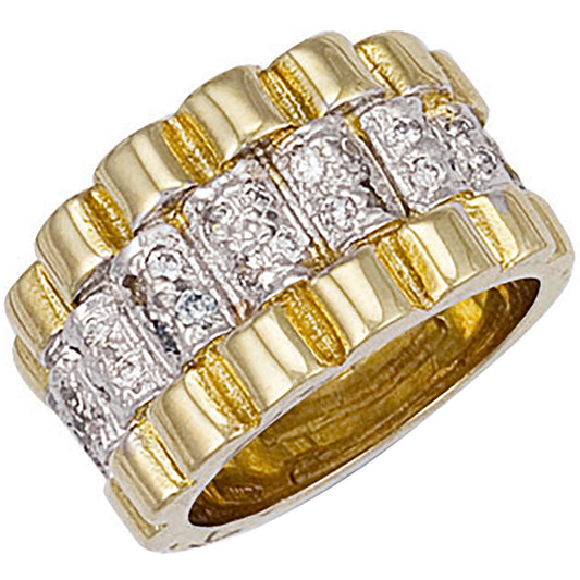 Yellow Gold Gents Cubic Zirconia Ring (HNN-2D9308)