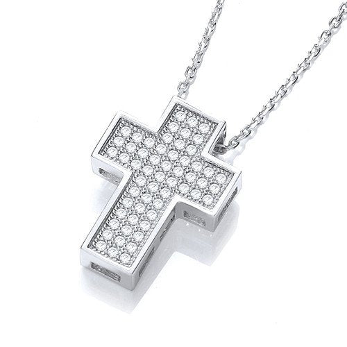 Micro Pave Cross with Chain - 12mm