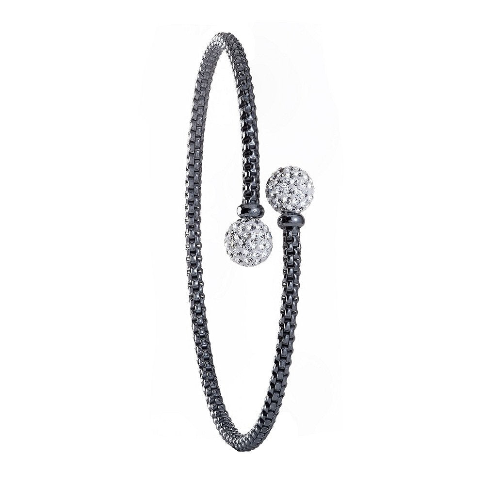 Ruthenium Crossover Cubic Zirconia Balls Bangle