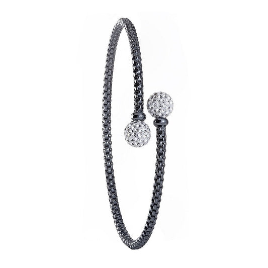 Ruthenium Crossover Cubic Zirconia Balls Bangle