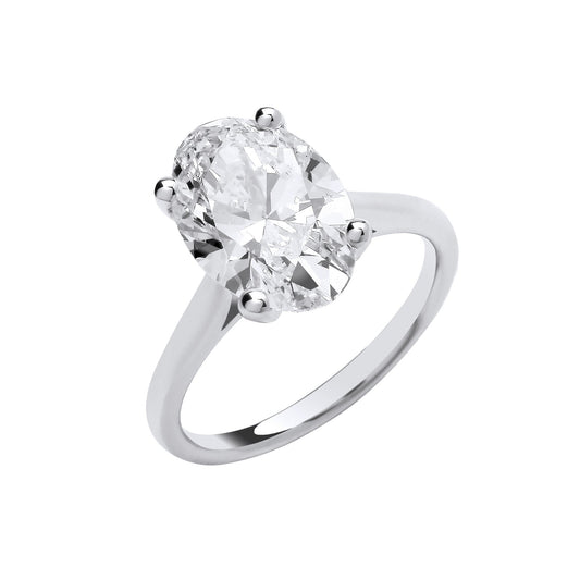 18ct White Gold 4.00ctw Oval Cut Lab Grown Diamond Ring IGI Certified