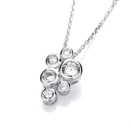 Timeless Rubover Set Cubic Zirconias Pendant with Chain