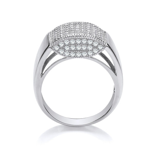 Silver Micro-Pave Cubic Zirconia Gents Ring (HNN-D7D332)