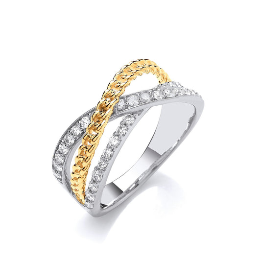 9ct White & Yellow Gold Crossover 0.50ctw Diamond Ring