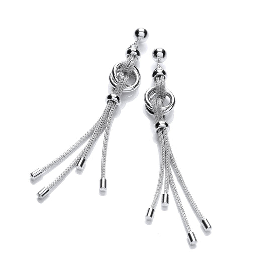 Silver Fancy Drop Earrings - 12mm