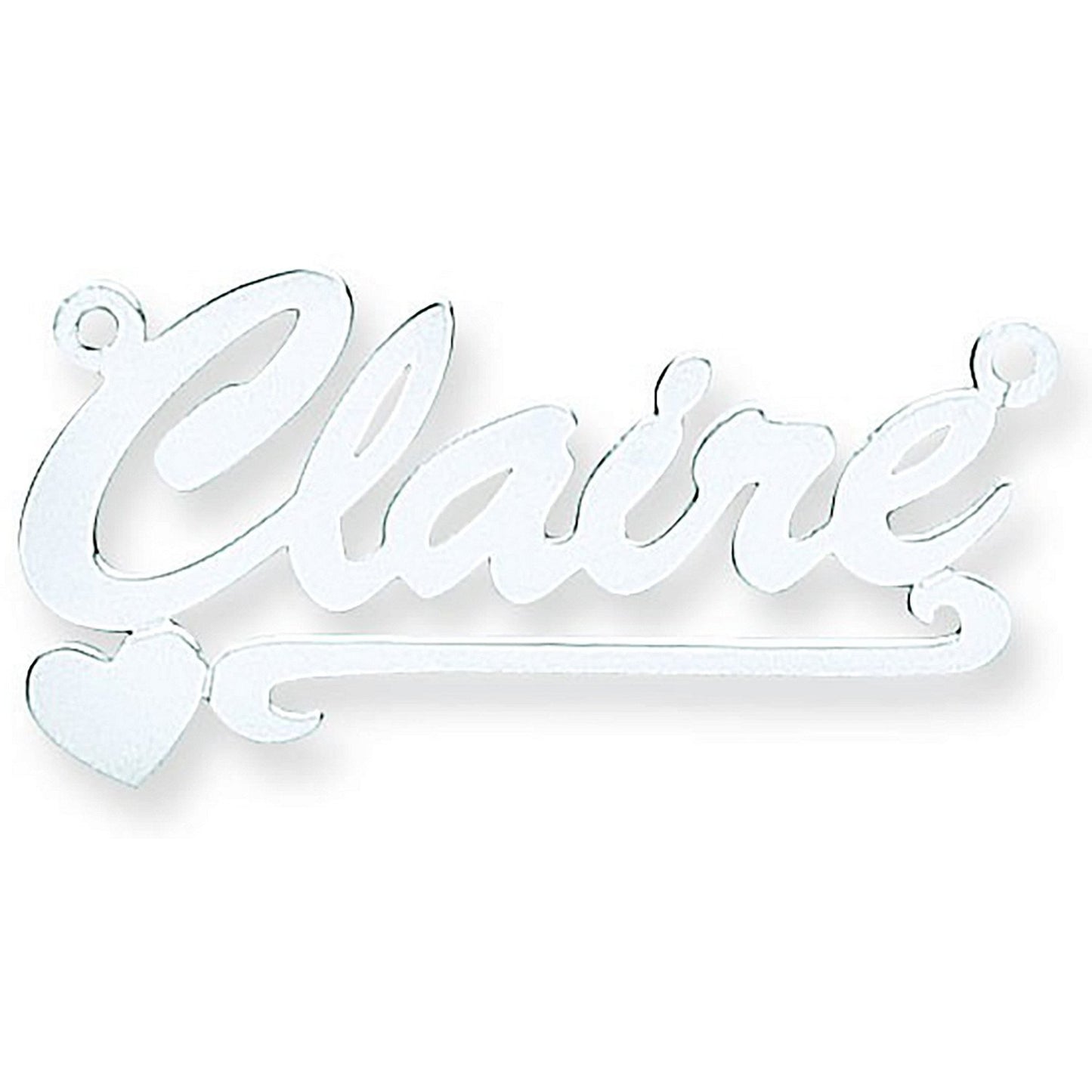 Silver Script Heart Scroll Nameplate with 16"/18"/20" Chain