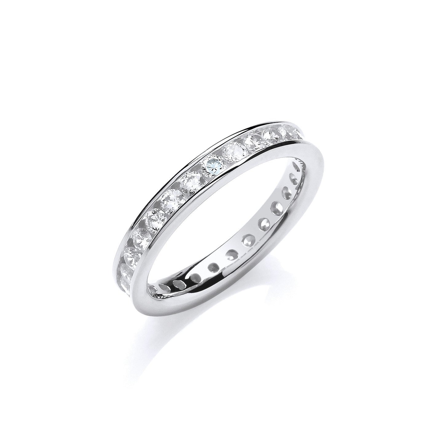 3mm Full Eternity Round Brilliant Cubic Zirconia Silver Ring