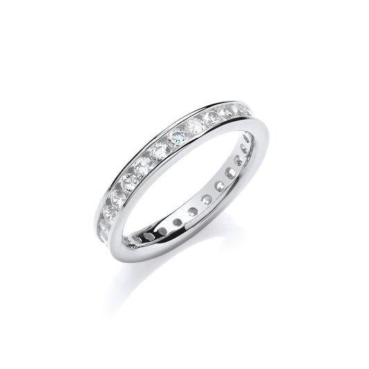 3mm Full Eternity Round Brilliant Cubic Zirconia Silver Ring
