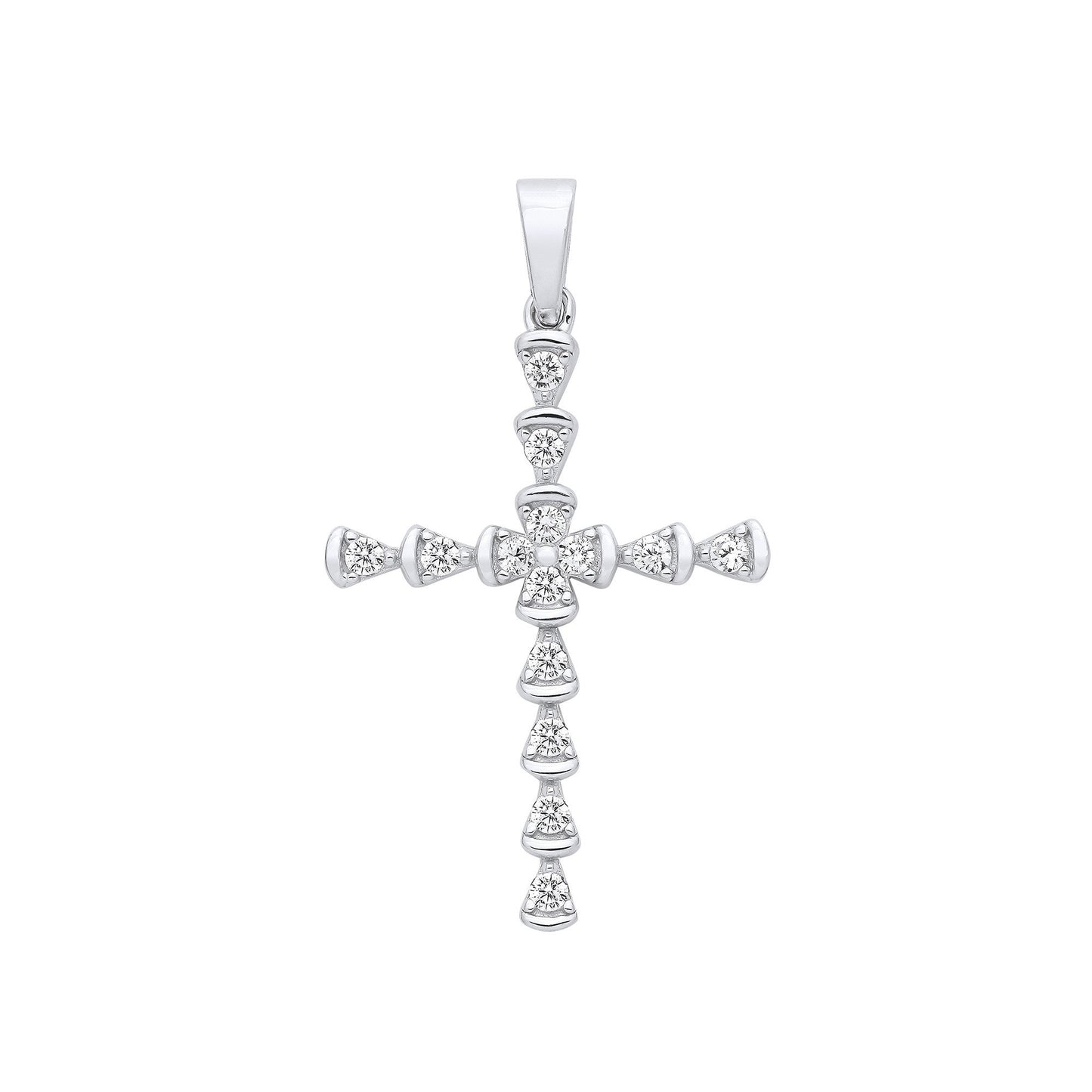 Silver Part Rub-Over Cubic Zirconia Cross (HNN-2F5A0A)