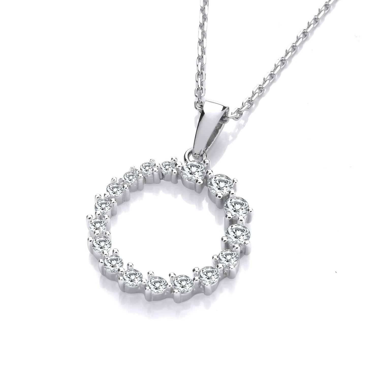Graduated Cubic Zirconias Circle of Life Pendant with Chain