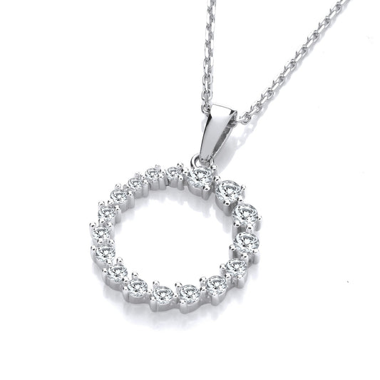 Graduated Cubic Zirconias Circle of Life Pendant with Chain