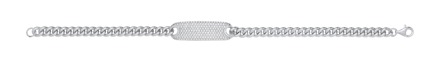 Silver 5.0mm Curb ID Ladies Bracelet