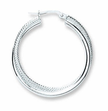 Silver Double Hoop Earrings - 29.6mm